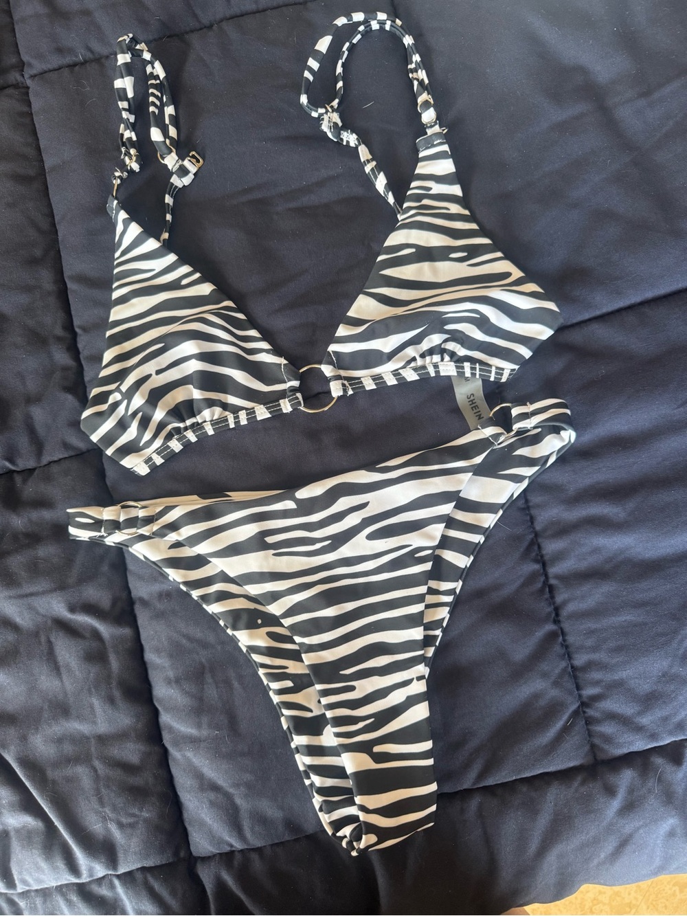 Zebra Print Bikini Set - Black & White